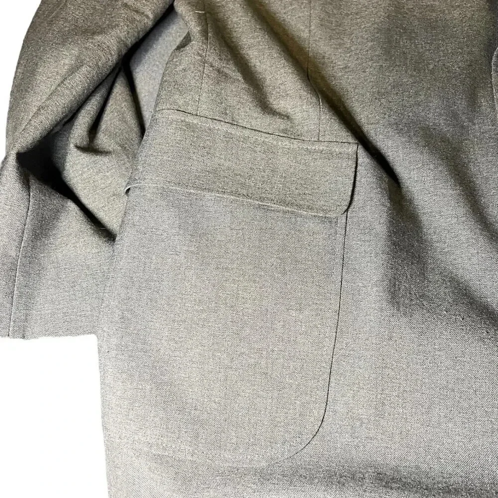 David Taylor Gold Button Hopsack Solid Gray Blazer Sport Coat Jacket‎ 44L Long